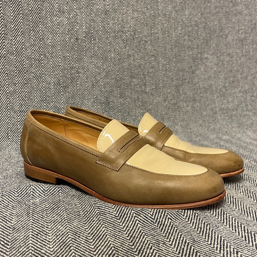 Cream and Tan Classic Penny Loafers